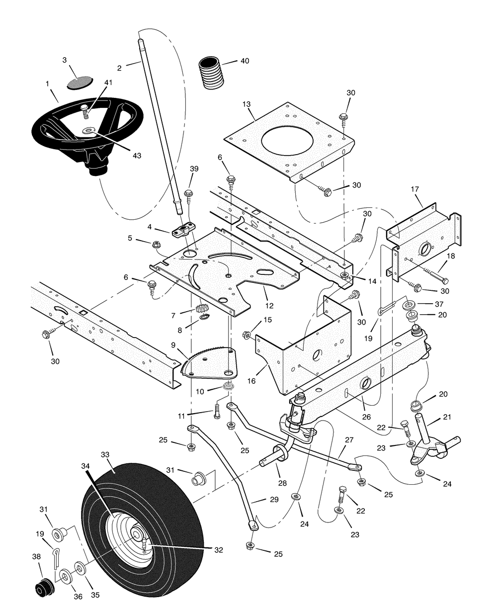 Steering Diagram and Parts List for 405000X8B 2003 Briggs and Stratton Lawn Tractor